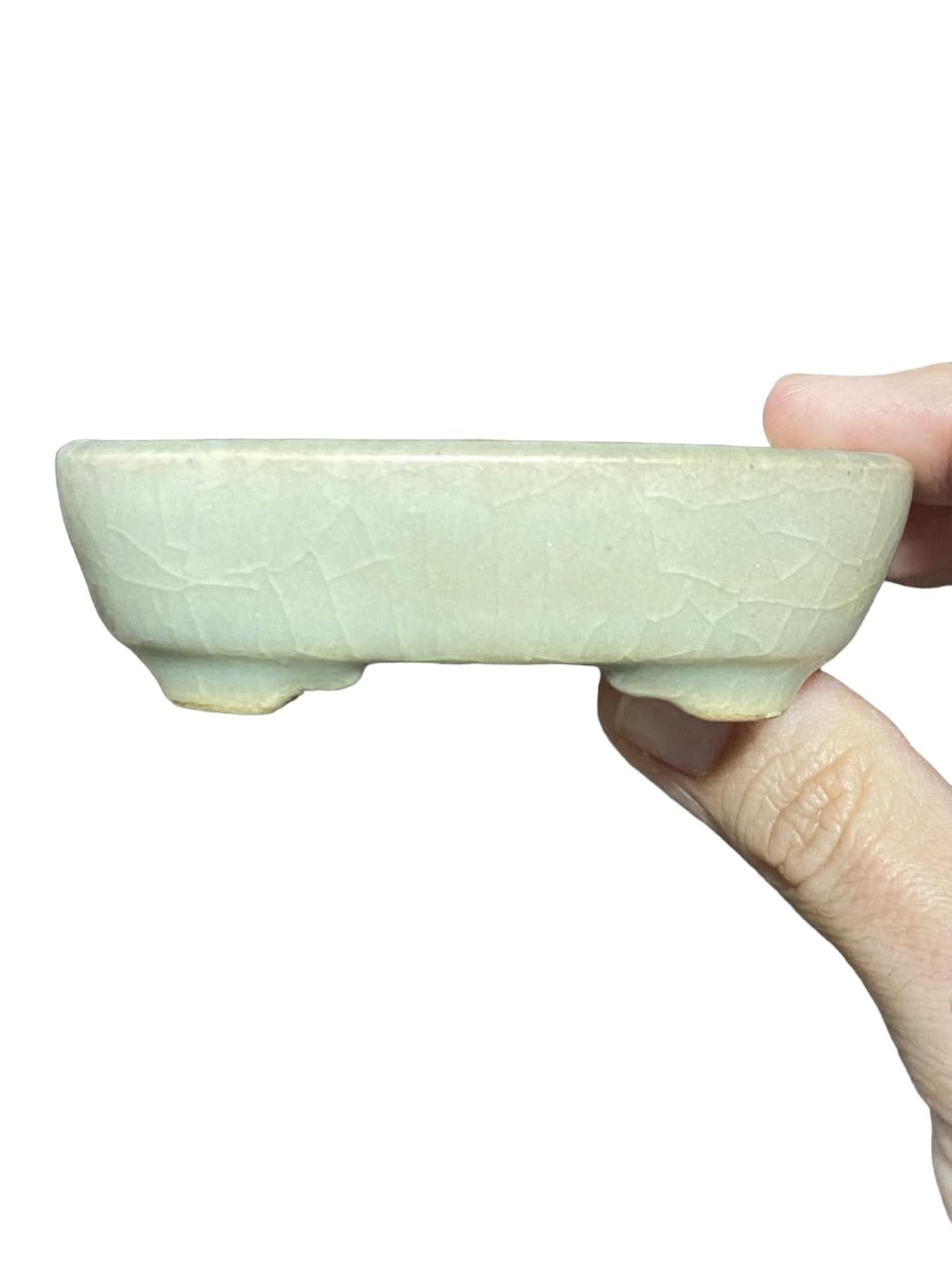 Isso - white Crackle Glazed Bonsai or Accent Pot